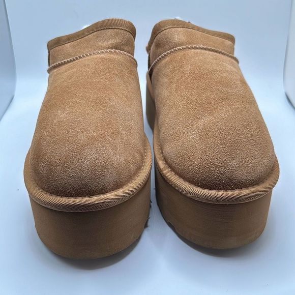 CUSHIONAIRE Women's Genuine Suede Cozy Mule Platform +Memory Foam 8 CHESTNUT - Picture 2 of 7